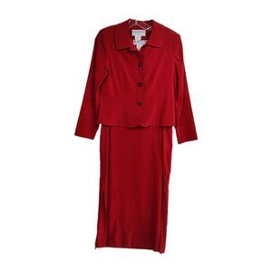 VTG Jessica Howard Suit Dress & Jacket Women's 6 Red Button-Up New Old Stock